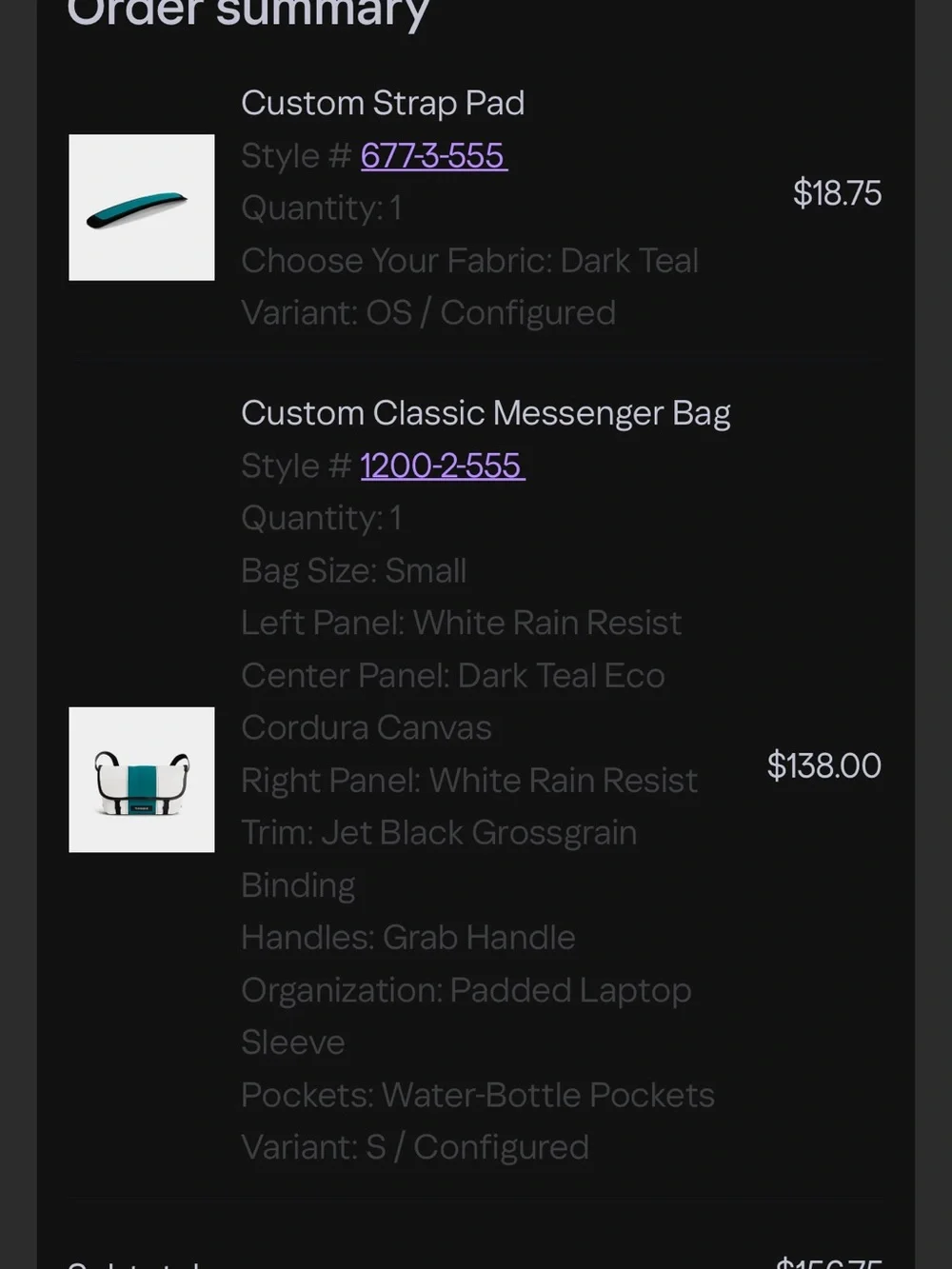 Timbuk2 Teal and White Classic Messenger Bag